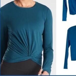 Athleta Essence Twist Teal Long Sleeve Top